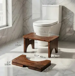 Foldable Bamboo Potty Stool,Wide and Stable for Adult Comfort.Easy to Clean,Lightweight & Portable for Bathroom, Travel,or Home