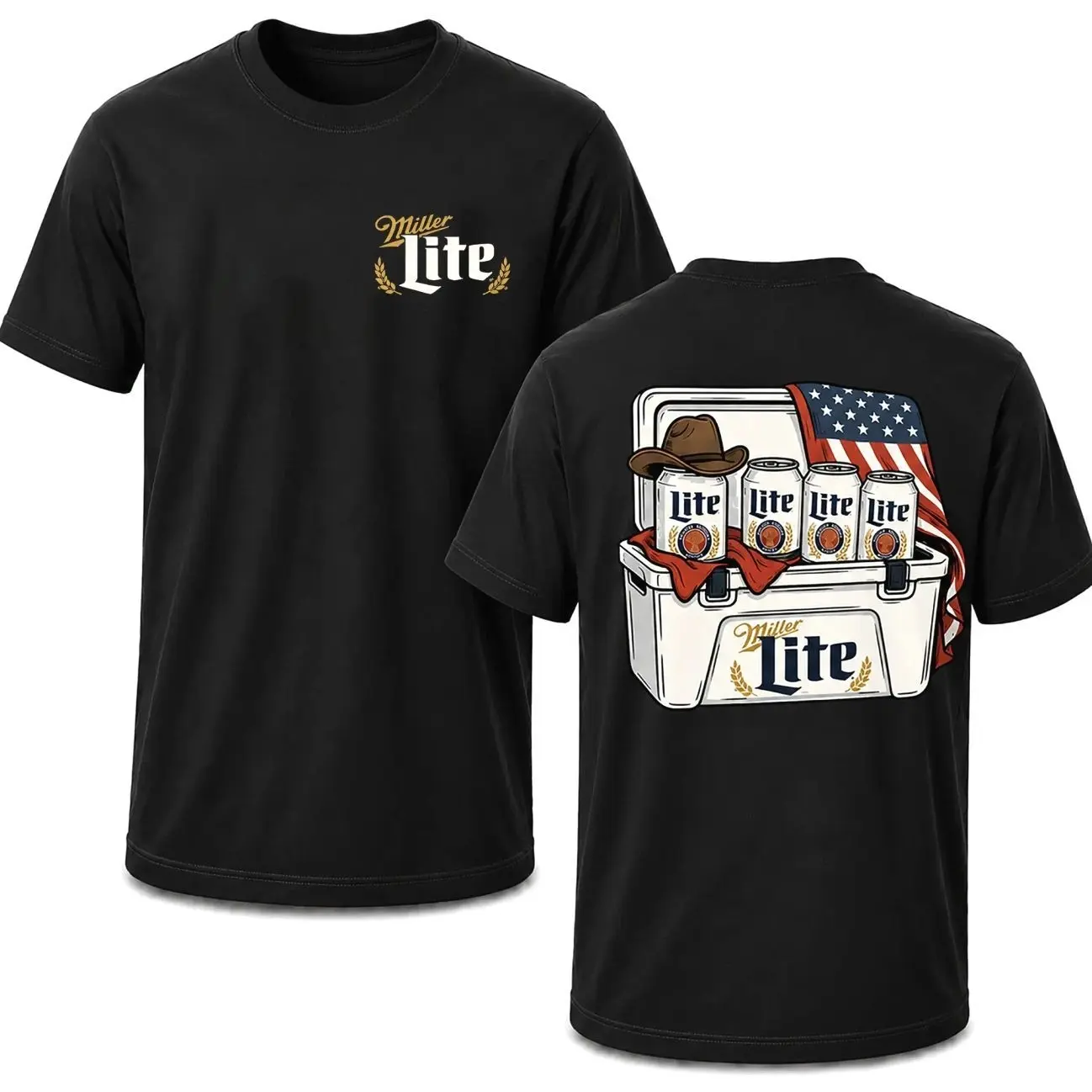 Miller Lite Cowboy Vintage Beer Shirt for Men, Retro Western Graphic Tee, BBQ Party Drinking Shirt, Country Beer Lover T-Shirt, Casual Streetwear Top, Gift for Dad, Husband & Friends O