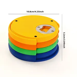 4 Piece Set 3D Printed Multifunctional Coasters Bottle Opener Kit, Novelty Beer Openers with Non-Slip Coasters, Unique Gift Idea