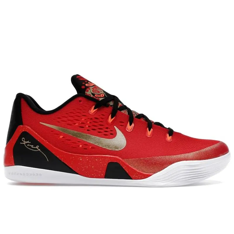 Nike Kobe 9 EM Low Protro “China” Performance Basketball Sneakers Engineered Mesh Low-Top Kobe Bryant Signature Shoes Lightweight Design Zoom Air Cushioning Durable Rubber Outsole Court Performance Shoe Asia-Inspired Colorway Protro Edition