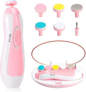 Mother Day Gift Baby Nail Trimmer Electric-6 in 1 Baby Nail File Clippers Infant Grooming Kit Manicure Set for Toddler or Adults, Pink