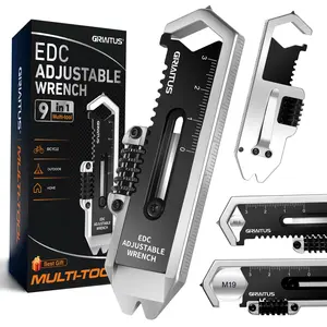 Multifunctional Small Adjustable Wrench with 9 Functions - Portable Emergency Tool Accessory for Versatile Measurements and On-the-Go Use calipers leg