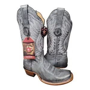 Los Altos Women's Dubai Cowboy Boot Rustic Black
