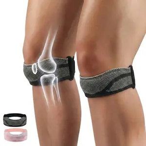 Silicone Patella Straps - knee pain relief, Non-slip, adjustable, Breathable, Ergonomic Design,  knitted soft and durable, applicable for running, basketball, volleyball, badminton, squats, tendonitis, Knee Stabilizer, Patellar Belt