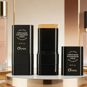 Concealer Foundation Stick,2 In 1 Long-Lasting Concealer Contour Stick with Brush,Full Coverage for Dark Circles & Blemishes,Korean Waterproof Sticks Foundation for All Skin Tones