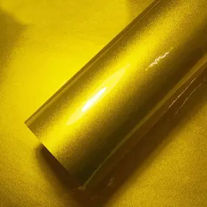 Ultra Glossy Amber Gold Glitter Metallic Vinyl Wrap Film Roll With Air Release Self Adhesive Car Motorcycle DIY Decal Sticke