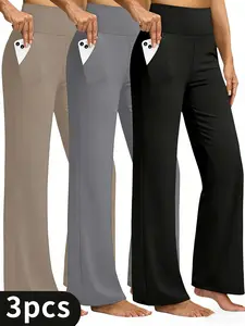 Women's loose plain-color sport pants, suitable for yoga and fitness, home-based relaxation, daily commuting. Versatile and simple for all seasons. Sporty and casual pants for daily use. Women's straight-leg pants, daily pants.