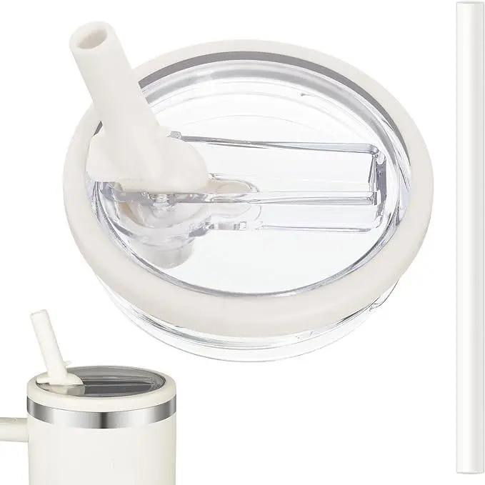 1 x 40-ounce replaceable flip-top straw lid, splash-proof spill-proof cup lid, sealed ring-style lid, drinking straw, sipping mouth, leak-proof plastic material, suitable for HydroJugTraveler, reusable lid