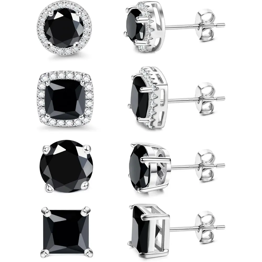 18K White Gold Plated - Black CZ