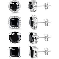 18K White Gold Plated - Black CZ