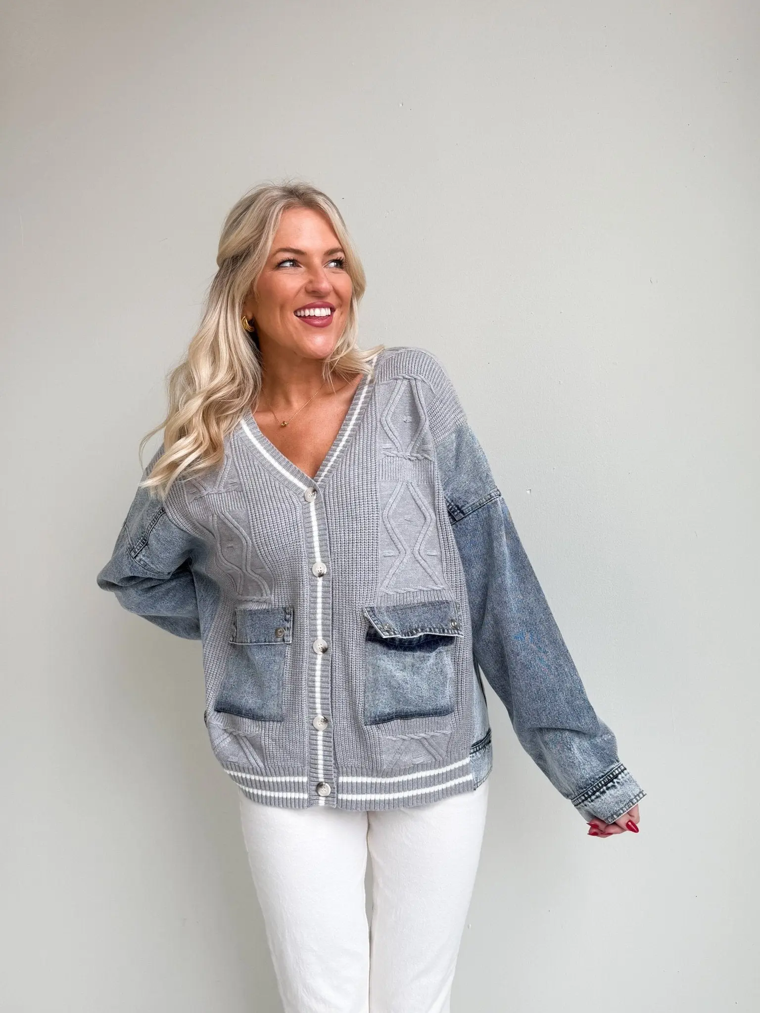 The Contrast Denim Cardigan