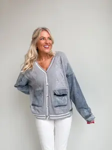 The Contrast Denim Cardigan