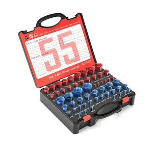 55 count Thread Checker, Nut and Bolt Measuring Tool(25 Metric & 30 Standard), Bolt Size and Thread Gauge Finder with Storage Box, Suitable for inspecting in Narrow and Tricky Areas