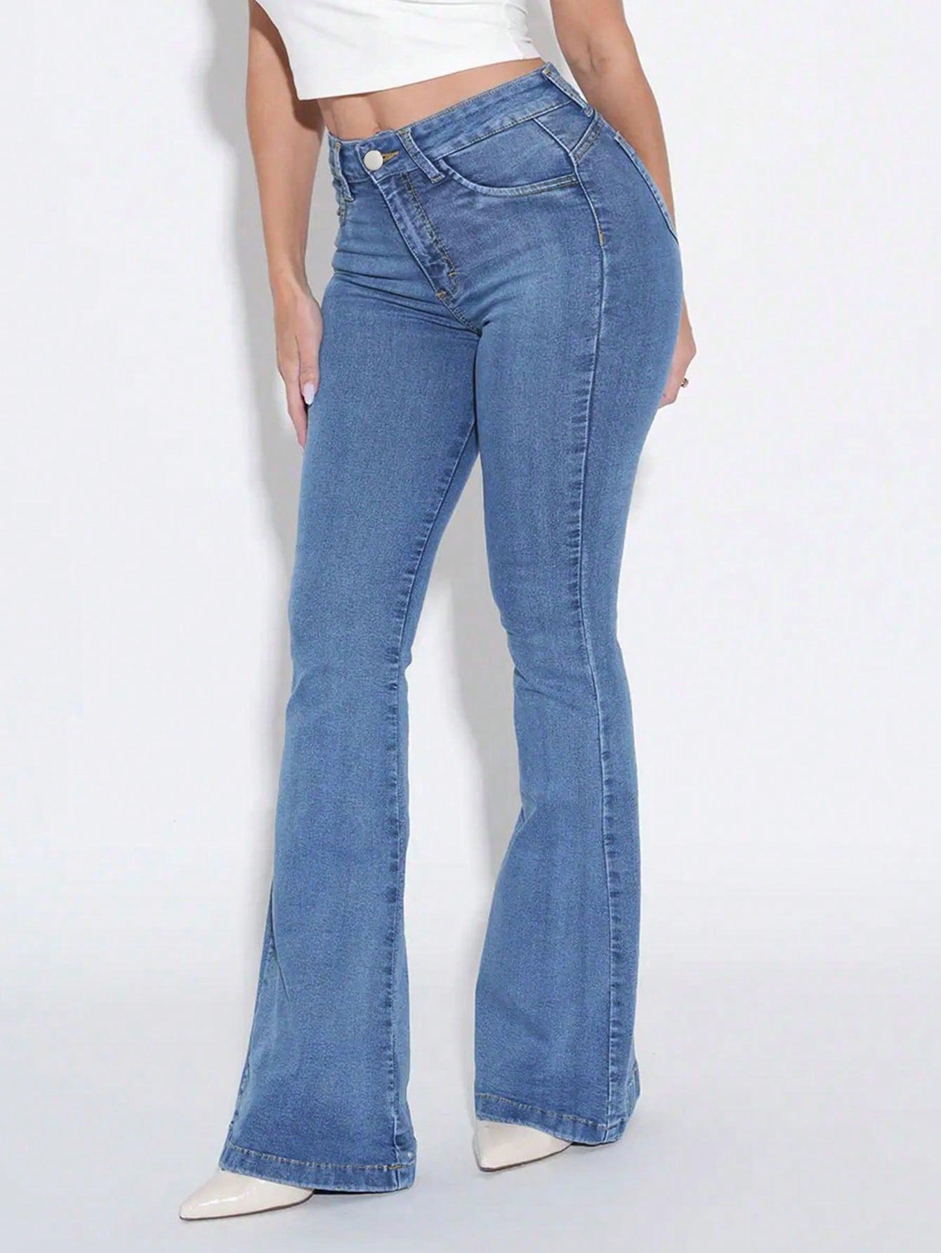 Elastic Stretch Tights Slightly Flared Hip Lift Denim Trousers Springtok flared jeans Bottoms Breathable