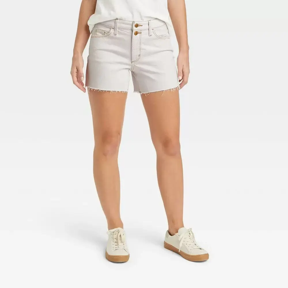 Women's High Rise Vintage Midi Jean Shorts Universal Thread Off White 12 Comfort Womenswear