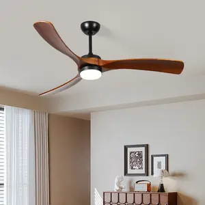 52 Inch Smart Ceiling Fan with APP & Remote Control, Dimmable Light, 6 Speed Quiet DC Motor, 3 Walnut Color Wood Blades, Modern Fan for Patio Deck Farmhouse Living Room Bedroom