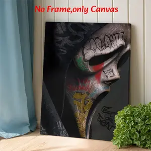 Modern Wall Art, Graffiti Ghostface Scream Artistic Poster, Street Art Urban Printing Canvas Art and Prints for Walls, Black Red Green Gold Canvas Decoration, Game Room & Bar Aesthetic, Perfect Housewarming Gift, Framed.