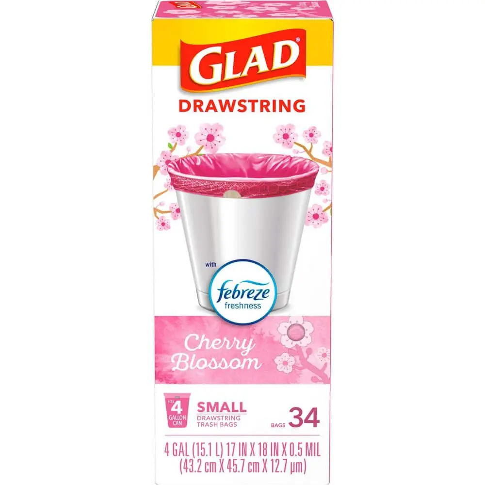 4 Gal. Cherry Blossom Drawstring OS Trash Bags (34-Count)