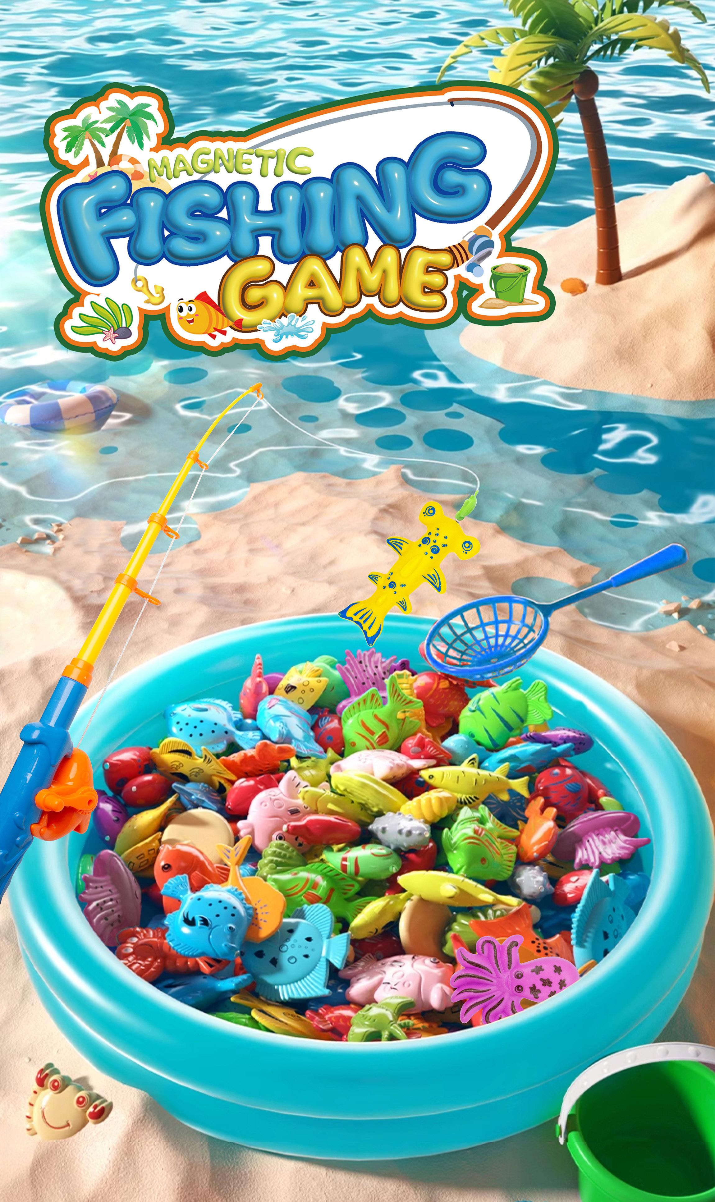 Kiditos Magnetic Fishing Bath Toys Game Set,Swimming Fish Toys for Bathtub,Water Table Bathtub Toys for Toddlers Kids Age 3-6, Pool Toys for Pretend Play&Education Teaching&Learning Colors