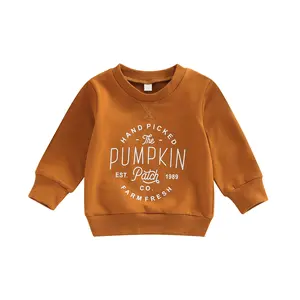 Toddler Baby Halloween Outfit Girl Boy Crewneck Sweatshirt Long Sleeve Pumpkin Funny Letter Print Pullover Sweater Cute Fall Clothes