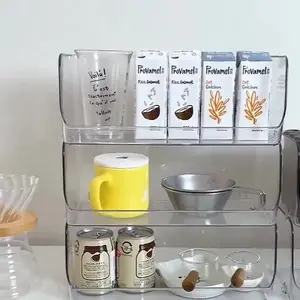 Transparent Stackable Desktop Storage Box Set, Organize Office Bedroom Living Room Bathroom Essentials, Snack Cosmetic Organizer