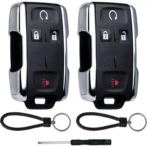 Key Fob Shell Case Replacement Fits for Chevy Silverado Colorado GMC Sierra Canyon 2014-2023 Keyless Entry Remote Control 4 Button Pad Outer Cover with Keychain M3N-32337100 (Set of 2)