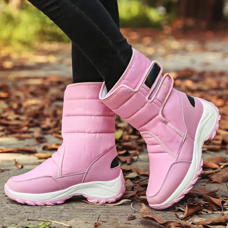 Women's Winter Fleece-Lined Thick Warm Cotton Footwear - High-Top Comfortable Boots with Thick Sole, Outdoor Waterproof Non-Slip Snow Boots, Shoe