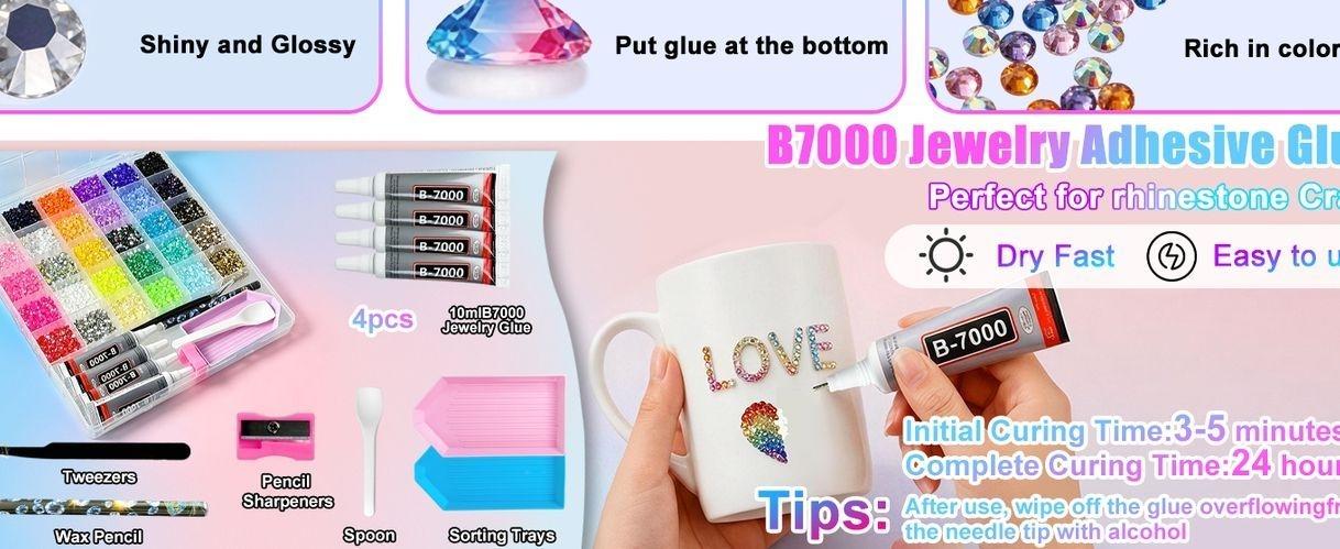 35000Pcs Jelly Rhinestones Bedazzling Kit, 30 Colors 3mm Flatback Rhinestones for Bedazzling with 4 Pcs B7000 Jewelry Glue & Tools，All-in-One Bedazzler Kit for Nail DIY Arts & Crafts Gifts