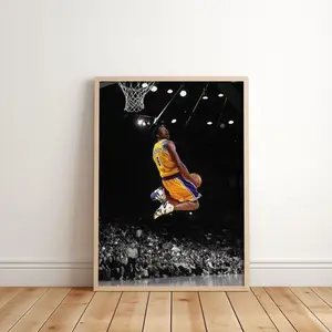 Kobe Bryant Dunking Poster - Black Mamba Basketball Wall Art, Product without frame