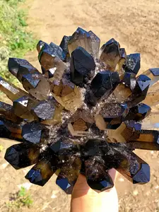 Bohemian Style Smoky Quartz Cluster with Tassel, Natural Crystals, Natural Mineral Specimen for Home & Office Decor, Ideal Holiday Gift for Collectors