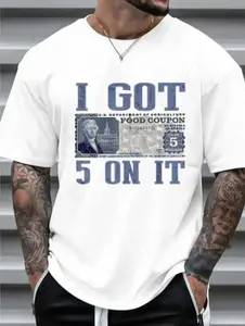 Vintage Distressed I Got 5 On It USDA Food Coupon Retro Money Graphic Cotton Tee Summer Cool 100% Cotton Funny Meme Casual Daily Unisex Outfit