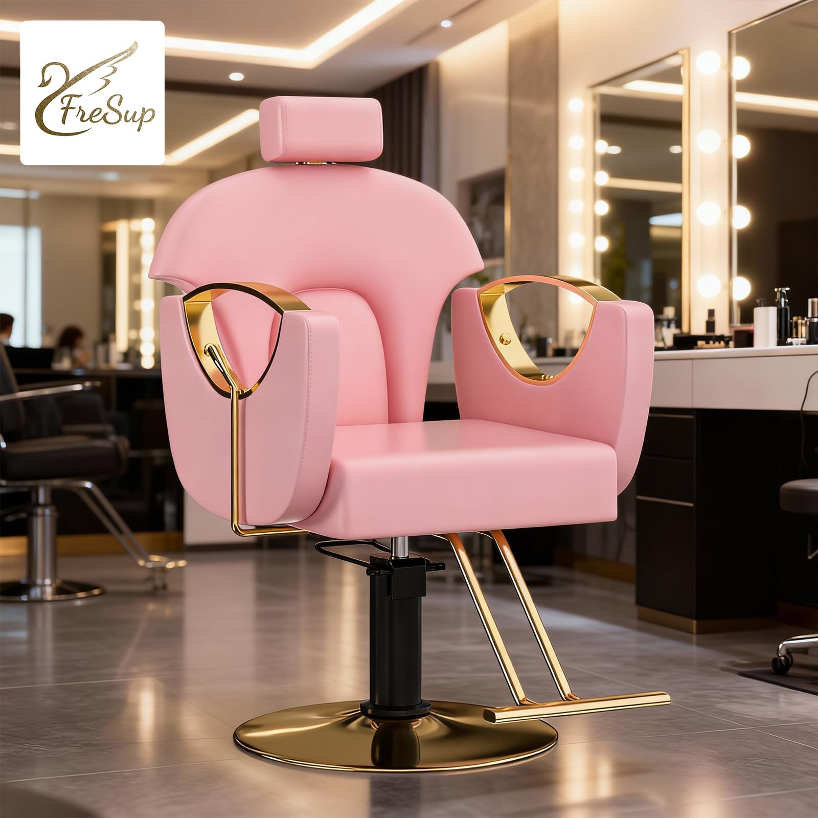 Reclining Salon Chair Hydraulic Pump 360 Swivel Hair Stylist Tattoo Club Lash Makeup Shop