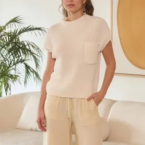 Pocket Knit Sweater - Perfect for Layering, Good Quality, Short Sleeve, Crew Neck, Ideal for all seasons