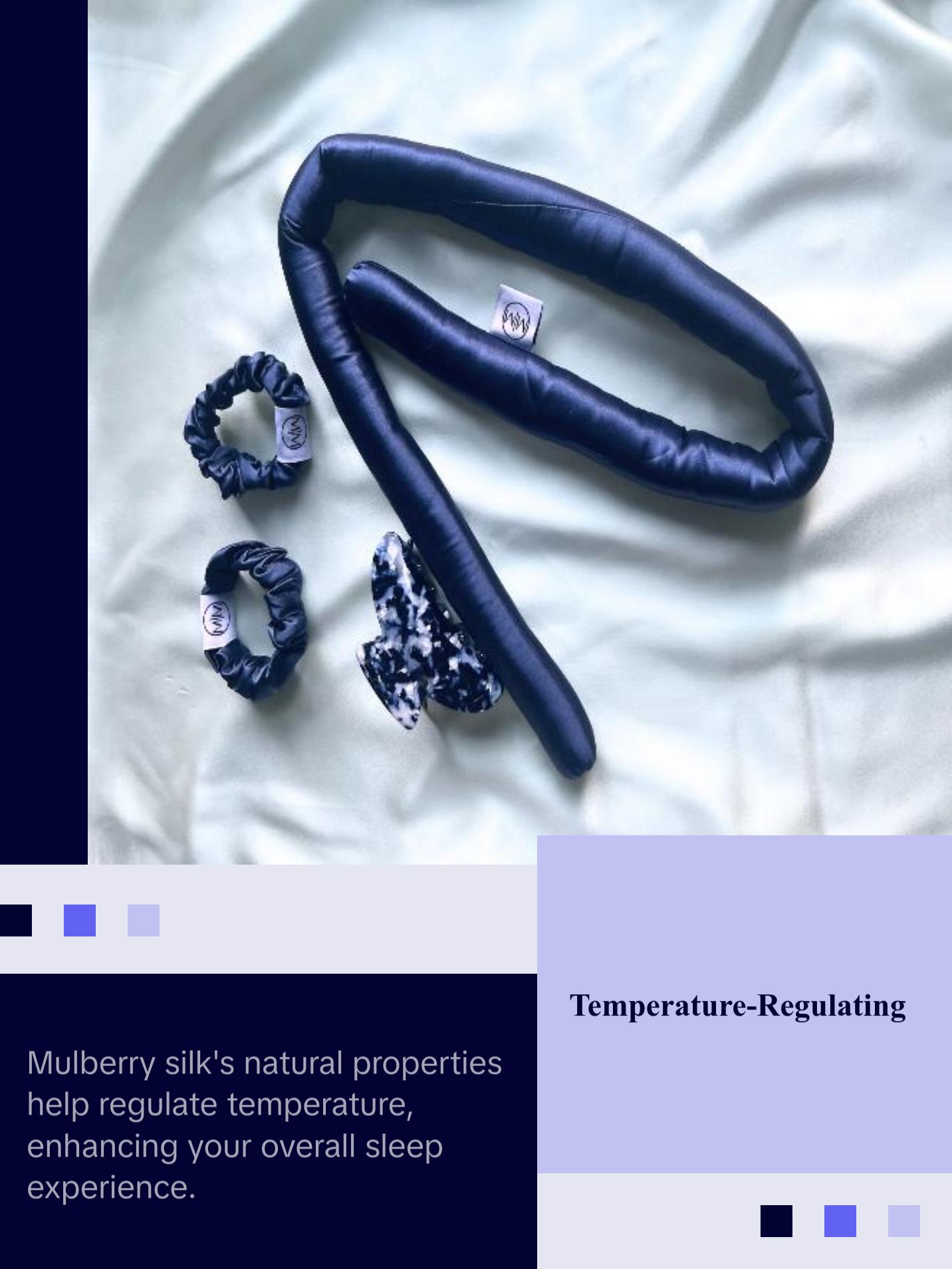 100% Mulberry Silk Heatless Curling Headband and Scrunchie Set