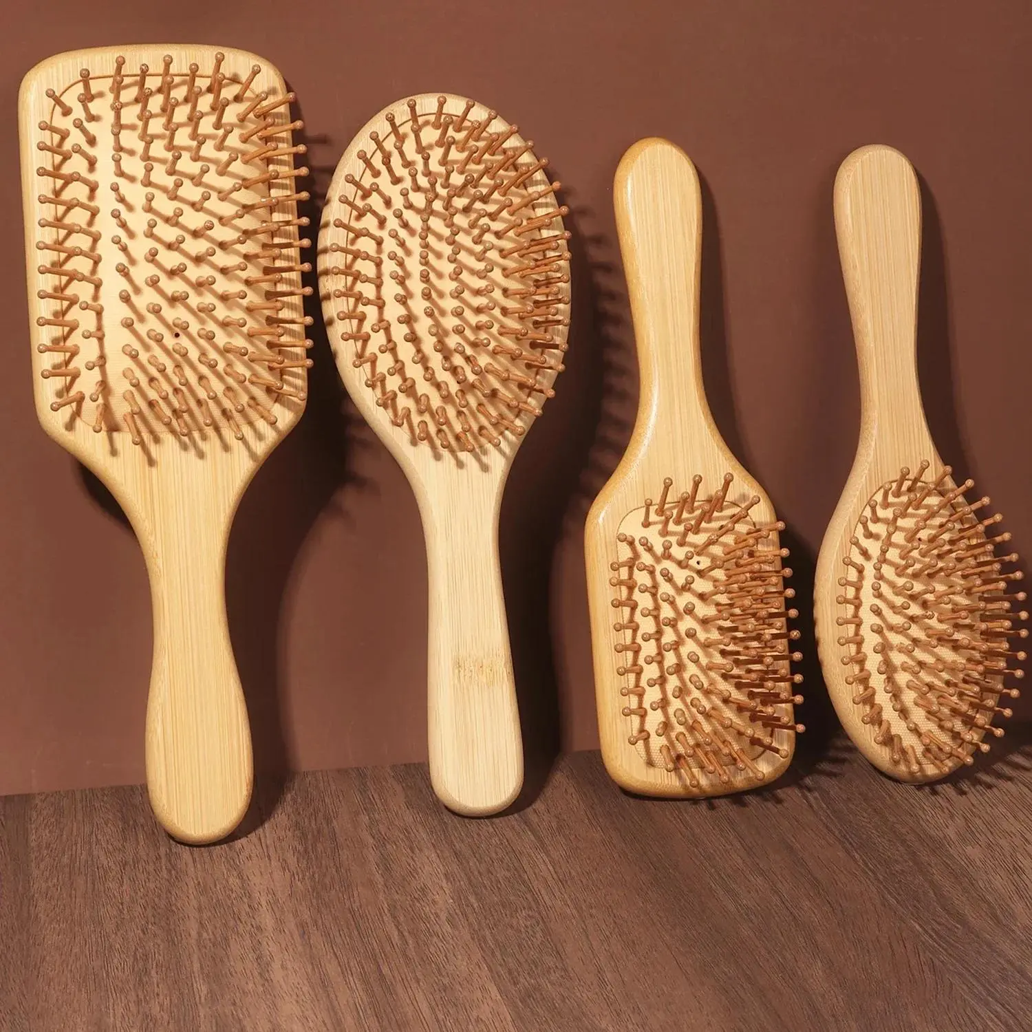 Natural bamboo paddle comb air cushion comb scalp massage anti-static tangle free comb, Detangling Hairbrush Special for real hair wigs