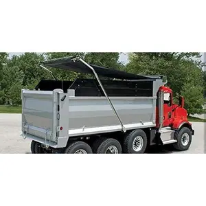 7'6" x 15' Black Asphalt Vinyl Dump  Tarp with Double Pocket & Grommets - 18Oz Vinyl  Dump Trailer Tarp to  Load Spillage During Transportation