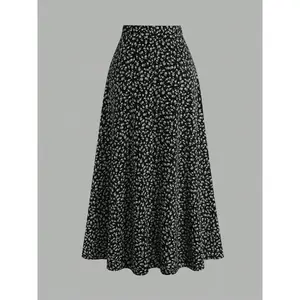 Women's high waisted floral Midi skirt with daisy print A-line flowing long skirt, French girl, summer beach vacation, casual daily wear, 90s retro slip skirt, lightweight and slim fit, spring viral styleRAIMENTRY