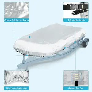 600D Marine Grade Fade and Tear Resistant Dinghy Cover, Heavy Duty Waterproof and Sunproof Inflatable Boat Cover, Silver Boating Accessories (Up to 9.5' Long)