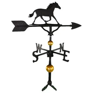 212 MAIN Montague Metal Products 300 Series 32 In. Deluxe Black Horse Shape Weathervane, Cast Aluminum Exterior Decorative Statue, Garden Sculpture Statue with Adjustable Base, Exterior Decorative Statues