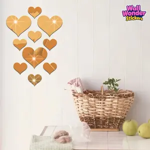 10pcs Heart-Shaped Acrylic Mirror Stickers - 3D Self-Adhesive Reusable Glossy Reflective Mirror Finish, Multi-Surface Wall Decorative Stickers for Home Decor, Wedding & Party Decorations