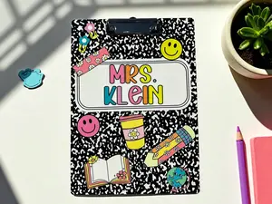 Personalized Teacher Clipboard – Sublimation, Custom Name, Colorful Classroom Gift