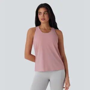 Halara Round Neck High Low Cool Touch Quick Dry Running Tank Top