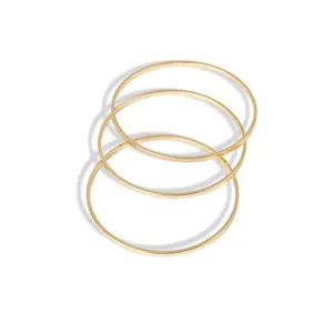 14 Karat Gold Laminated Bangle Bracelet Set 3mm Thickness 58mm-62mm Sizes Polished Finish Lightweight Everyday Wear for Women Gift Option