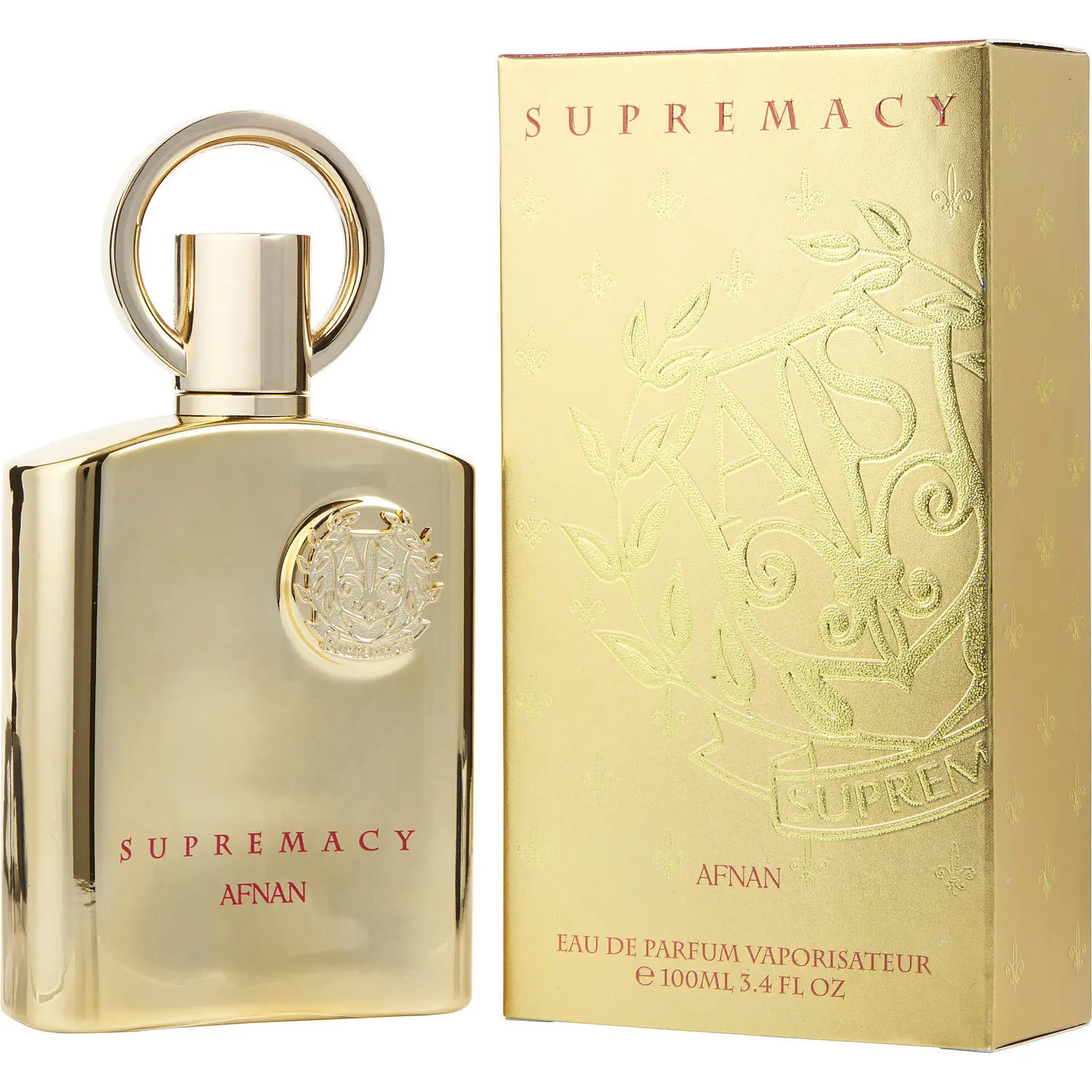 Luxurious AFNAN SUPREMACY GOLD 3.4 EDP SPRAY - Unisex Perfume with Notes of Violet, Peach Flower, Cumin, Nutmeg, Patchouli, Iris, Black Amber, Vanilla Benzoin, and Oudh Wood