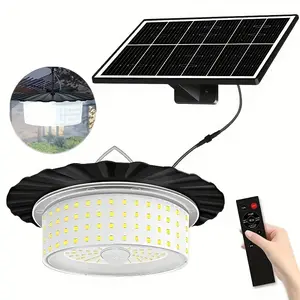 1 Pack Solar Shed Light, Portable Solar Pendant Light Indoor Outdoor, 244 LED 360° Glow Waterproof Solar Lights With Remote Control For Shed, Camping, Gazebo, Patio, Tent