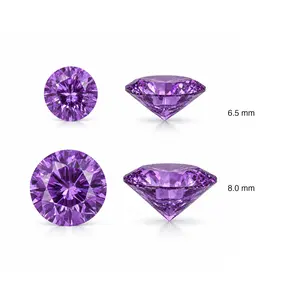 Round and purple Moissanite | VVS1 Clarity, Traceable GRA Certificate woman eternity