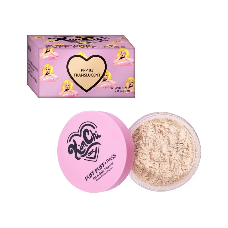 KimChi Chic Puff Puff Pass Set & Bake Powder, Translucent Loose Setting Powder, Longwear Matte Bake Makeup Powder, Oil Control Finishing Powder 24g