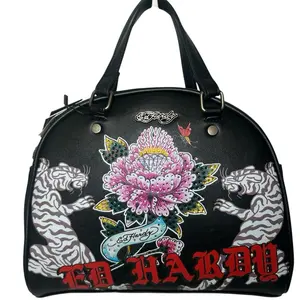 RARE Ed Hardy Y2K White Tiger Rhinestone Dome Bag Black Gothic NWT