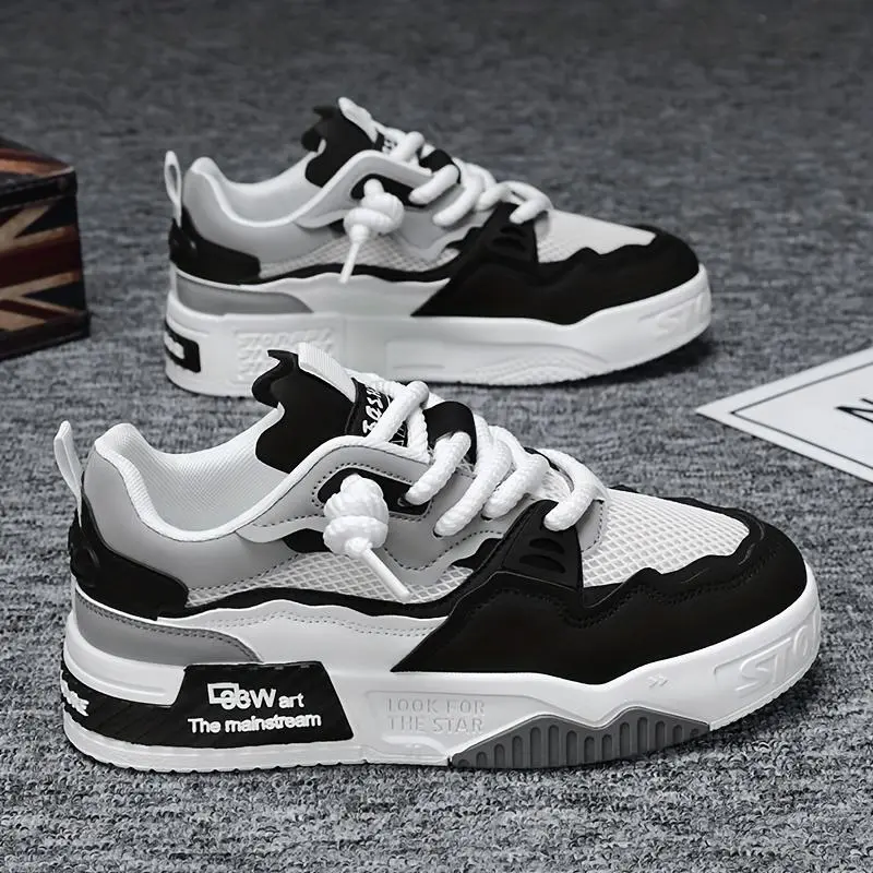 Men's Trendy Platform Skate Shoes, Comfy Street Style Sneakers with a Breathable Lace-Up Design and Non-Slip Soles for Outdoor Activities and Casual Wear