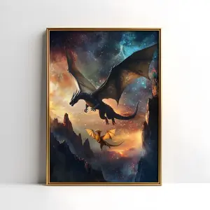 Fourth Wing Empyrean Dragons Tairn and Andarna Framed Poster, Artistic Wall Art Print, Basgiath War College Room Decoration, Home Decor Wall Accent